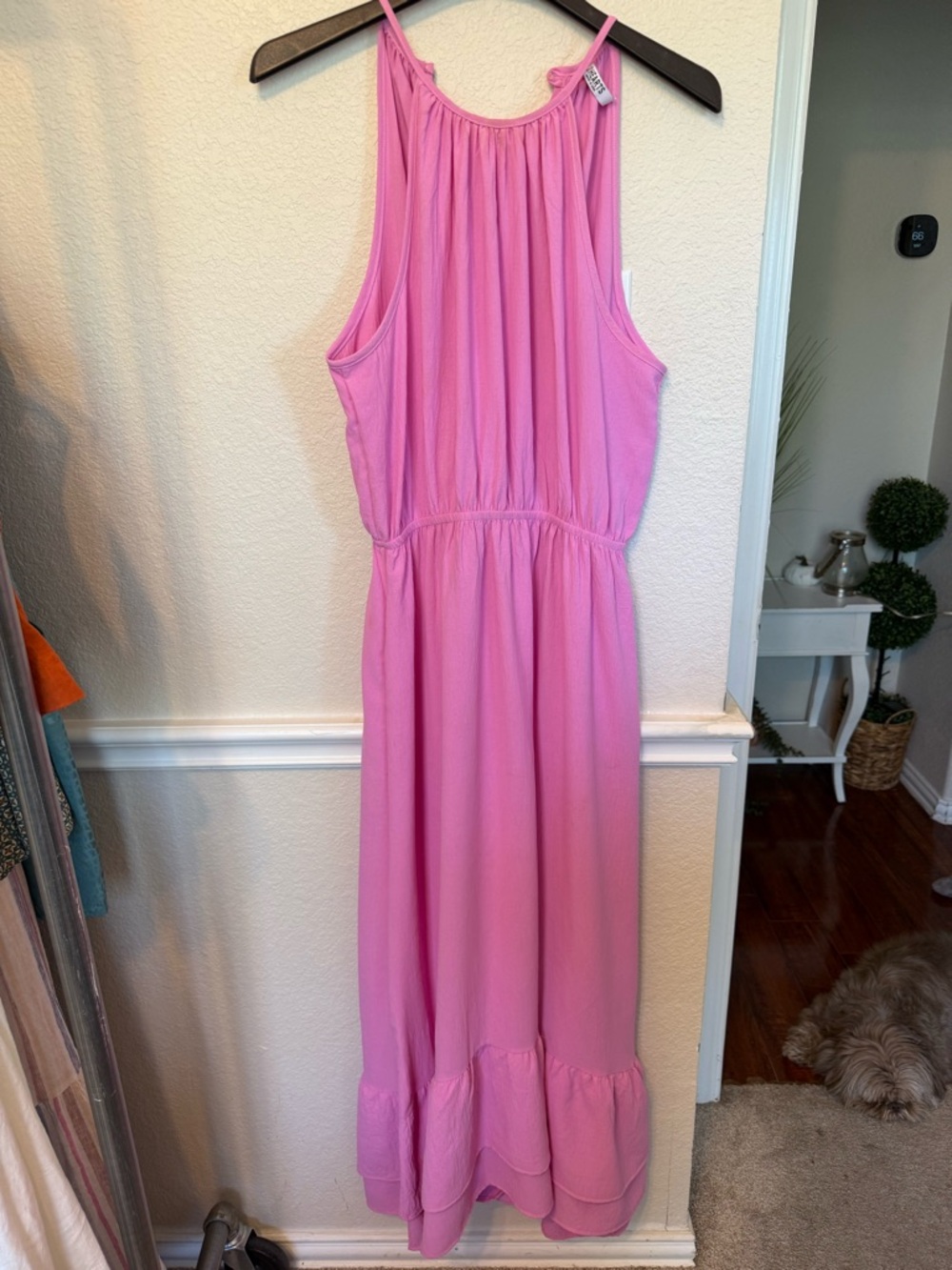 Sleeveless Pink Halter Maxi Dress large 2 Hearts - Picture 2 of 12